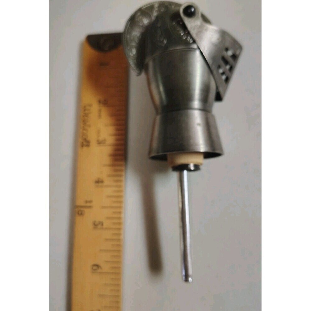 Vintage MCM Medieval Knight Helmet Liquor Pourer Stopper Metal Barware Rare - Picture 7 of 7